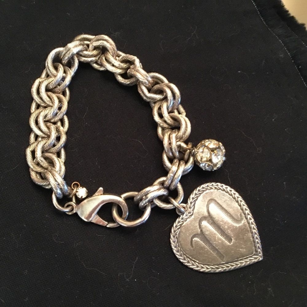 Heavy Weight Initial M Charm Bracelet